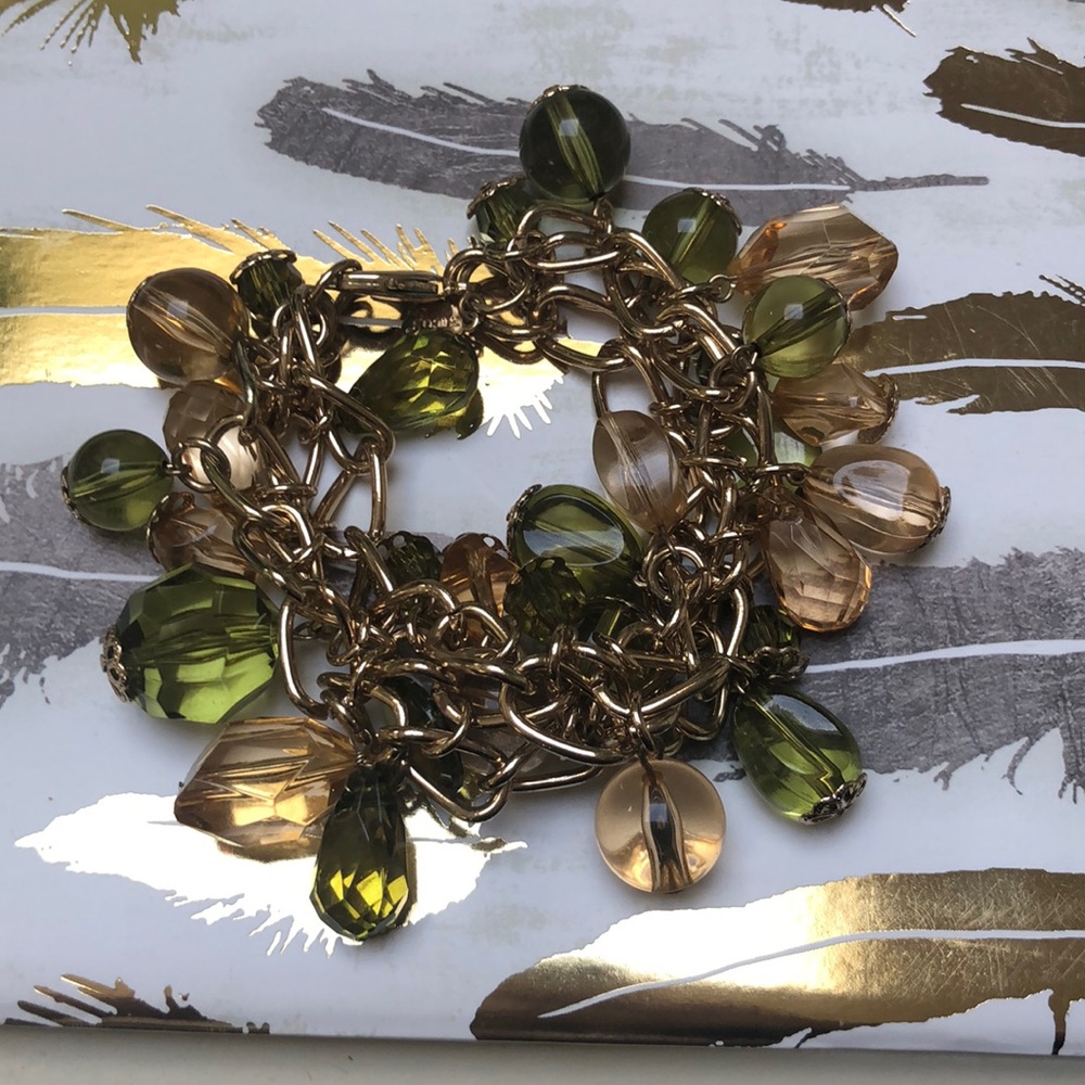 Chico’s green and gold tone bracelet